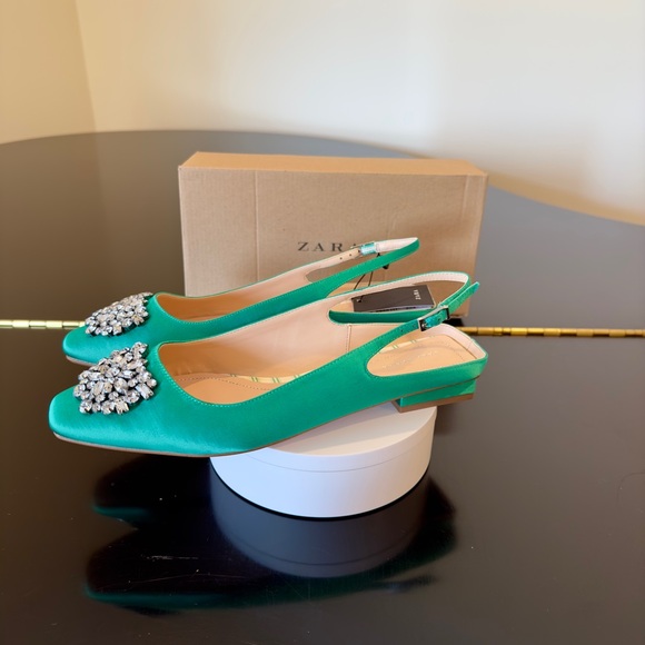 NWT Zara Luxury Spring Summer Wedding Embelished Bejeweled slingback mules/shoes - Picture 8 of 17